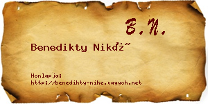 Benedikty Niké névjegykártya